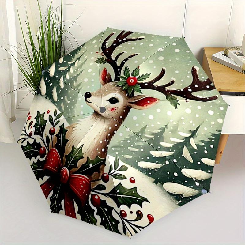 

1pc Christmas elk Automatic Opening and Closing Folding - A Good Choice for Gifts, Fashionable and Convenient Umbrella With Cute Cartoon Cha