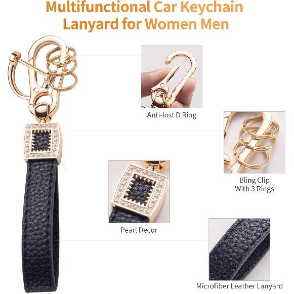 for Toyota Key Fob Cover with Leather Lanyard, Car Key Fob Case Compatible with 2018- Camry RAV4 Highlander Avalon C-HR Prius Corolla GT86 Smart Key