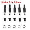 10 Pieces DC 12V Connector Power Plug Male Female Jacks Socket Nut Panel Mount DC Power Adapter Connector 5.5x2.1x9mm