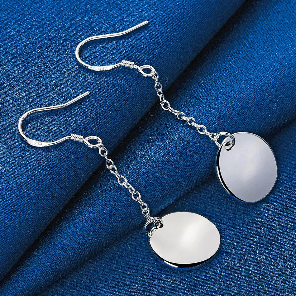 925 Sterling Silver Exquisite Shiny Round Earrings Women Fashion Wedding Party Gift Accessories