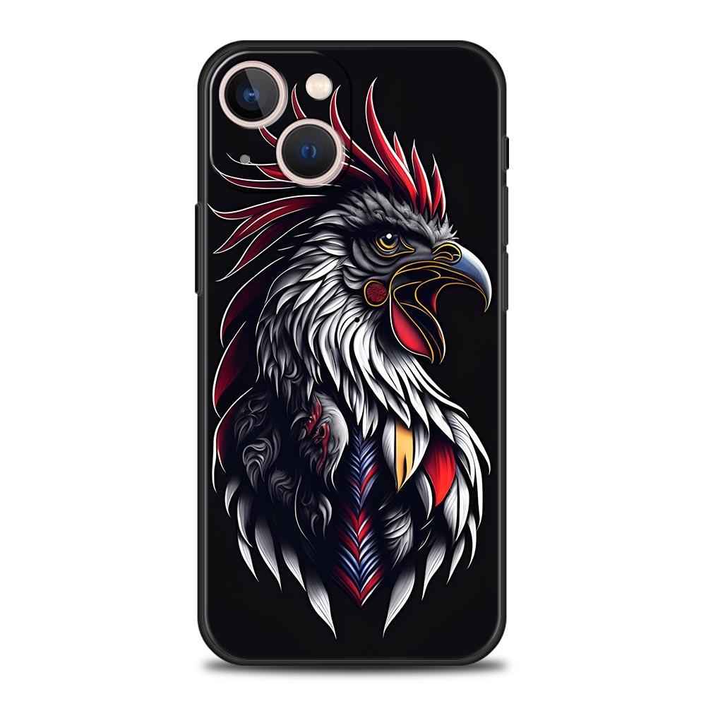 Cock Rooster Chicken Phone Case For iPhone 17 16 15 Pro Max 11 12 13 14 7 8 Plus SE 2020 X XR XS Cover Soft Black