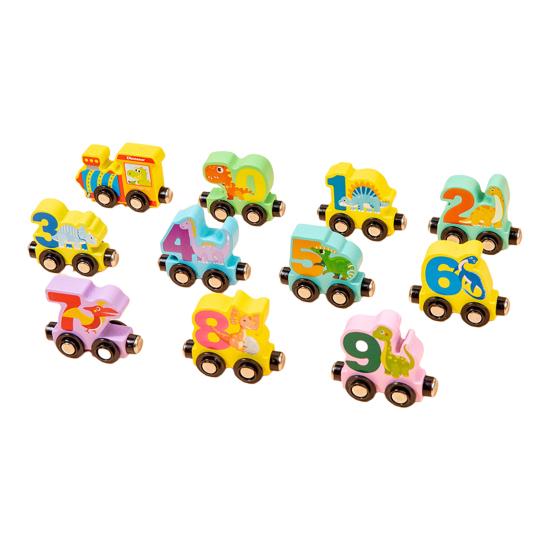 Kids Wooden Magnetic Train Toy Number Animal Vehicle Dinosaur Fruit Vegetable Preschool Learning Toddlers Educational Locomotive Carriages Toy