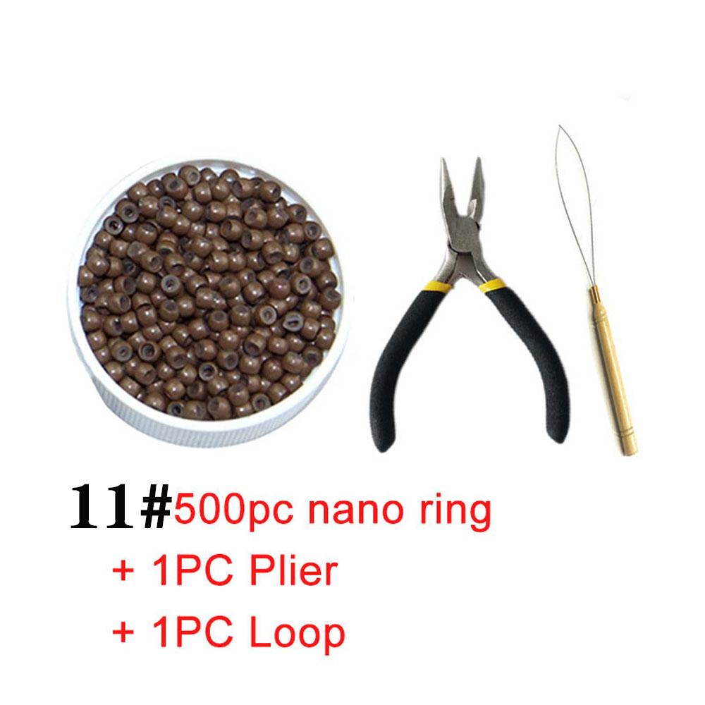Silikonowe Nano Pierścienie 500 szt. Koraliki do Włosów Mikro Koraliki Zestawy Dreadlock Narzędzia do Przedłużania Włosów+ Szczypce i Pętelka Moda Salon Fryzjerski Fryzjer