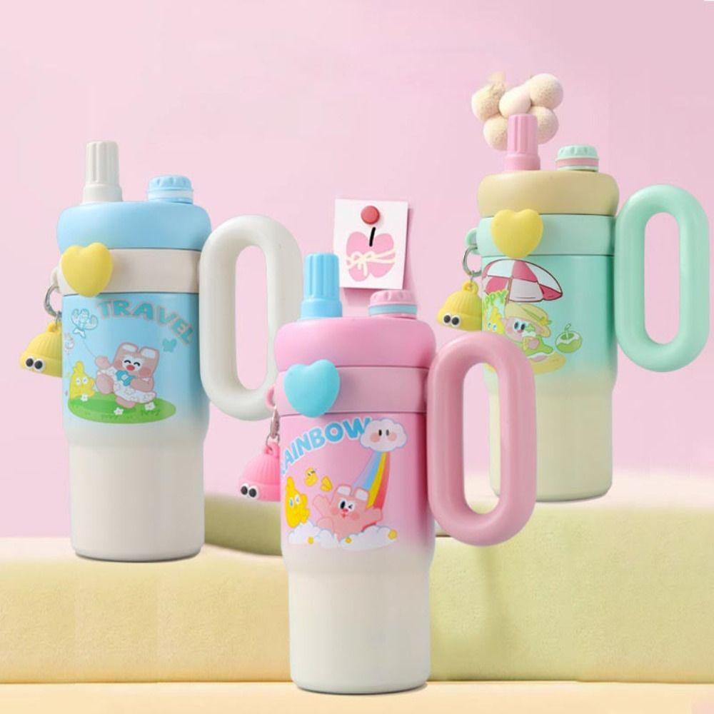 

Cartoon Vacuum Cup 850ml Water Mug Creative Insulated Cup Birthday Gift рожевий
