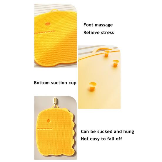 Yousheng Foot Rub Mat Dinosaur Shape Deep Cleaning Anti-Slip Suction Cup Foot Fatigue Mat Bathroom Decor Foot Care Helper