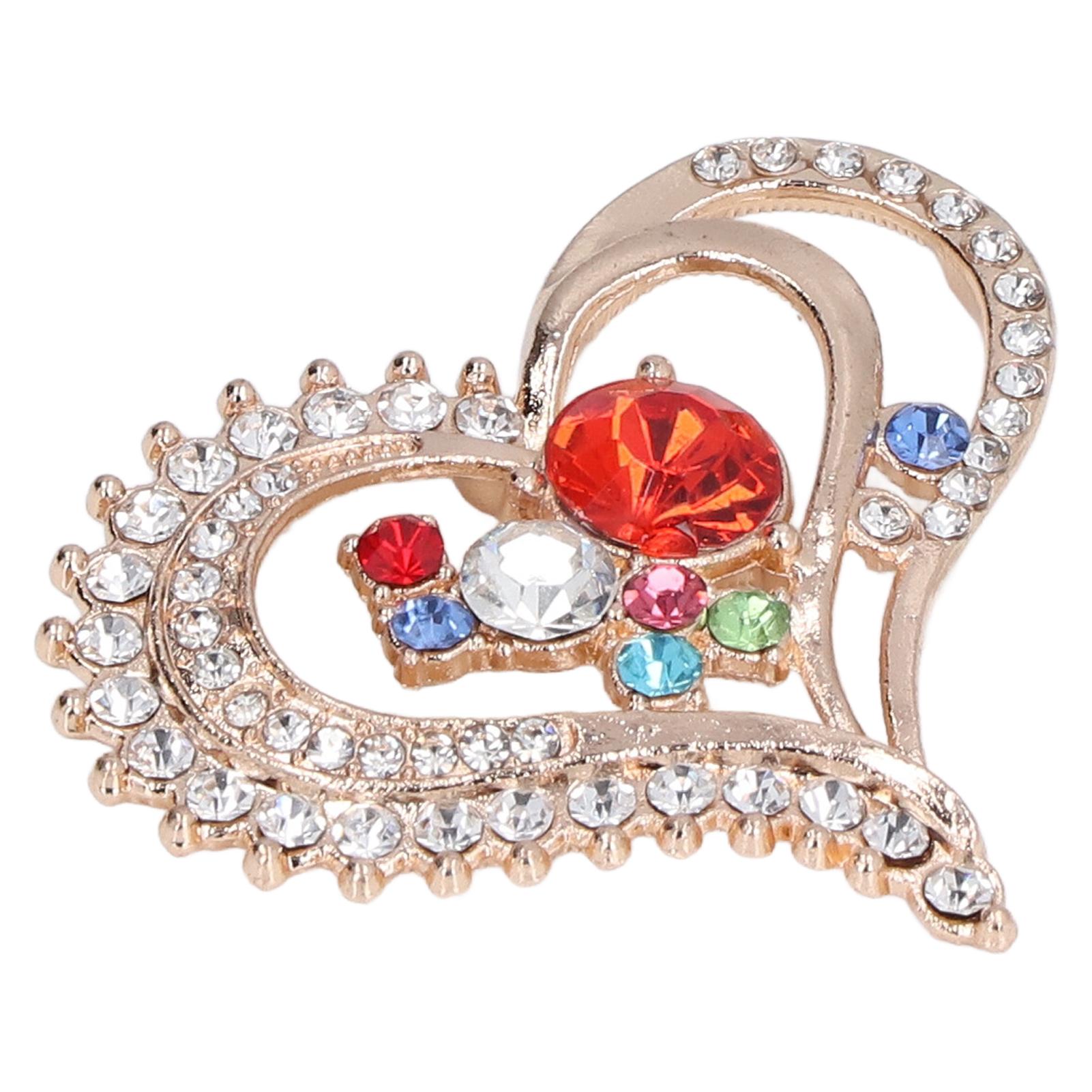 

5 Pcs Broches DIY Love Peach Heart Shaped Rhinestone Glass Alloy Jewelry AccessoriesRed