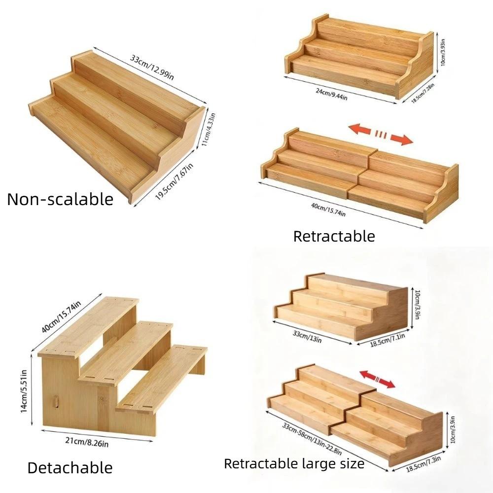 3-Tier Kitchen Cabinet Organizer Bamboo Spice Storage Shelf Spice Rack Organizer  Cabinet