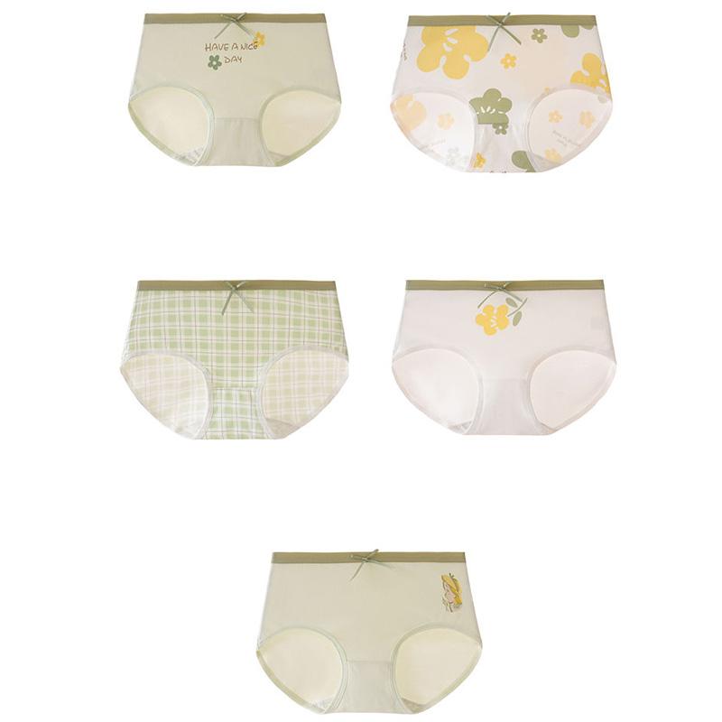 5Pcs/Set Low Waistline Girls Briefs Cute Print Ladies Underwear Breathable Cotton Women's Panties