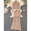 Influencer Picks 2024 Summer New Arrival Elegant Socialite Heavy Embroidery Hot Drilling Yarn Tops + Long Sheath Skirt Suit