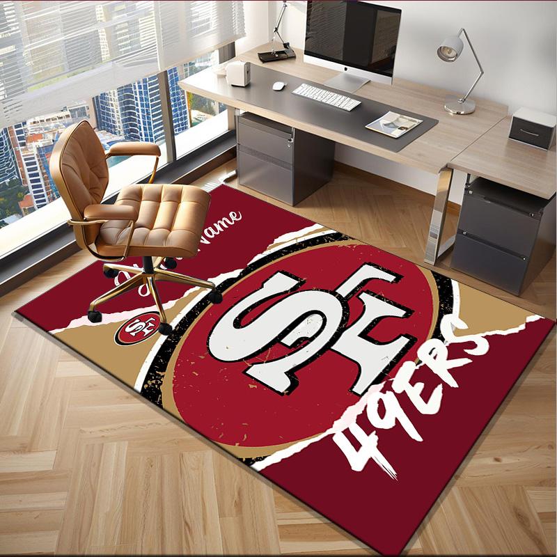 Benutzerdefinierter Teppich San Francisco Football Bereichsteppich Geeignet für Innen und Außen, Teppiche für Häuser, Büros, Wohnzimmer, Heimdekoration, Weihnachtsgeschenk