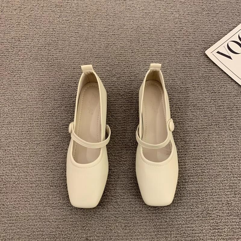 Summer Mary Jane women's shoes 2025 new thick heel soft sole comfortable square head grandma shoes French temperament small single shoes