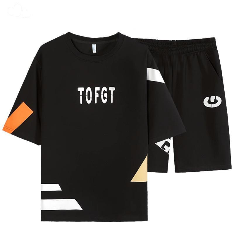Boys' clothing set, sporty, fashionable, handsome short sleeved T-shirt