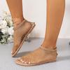 Sommer-Sandalen mit runder Spitze, hohles Netz, Diamant-Kurzstiefel – sexy, große Größe, flache Schuhe