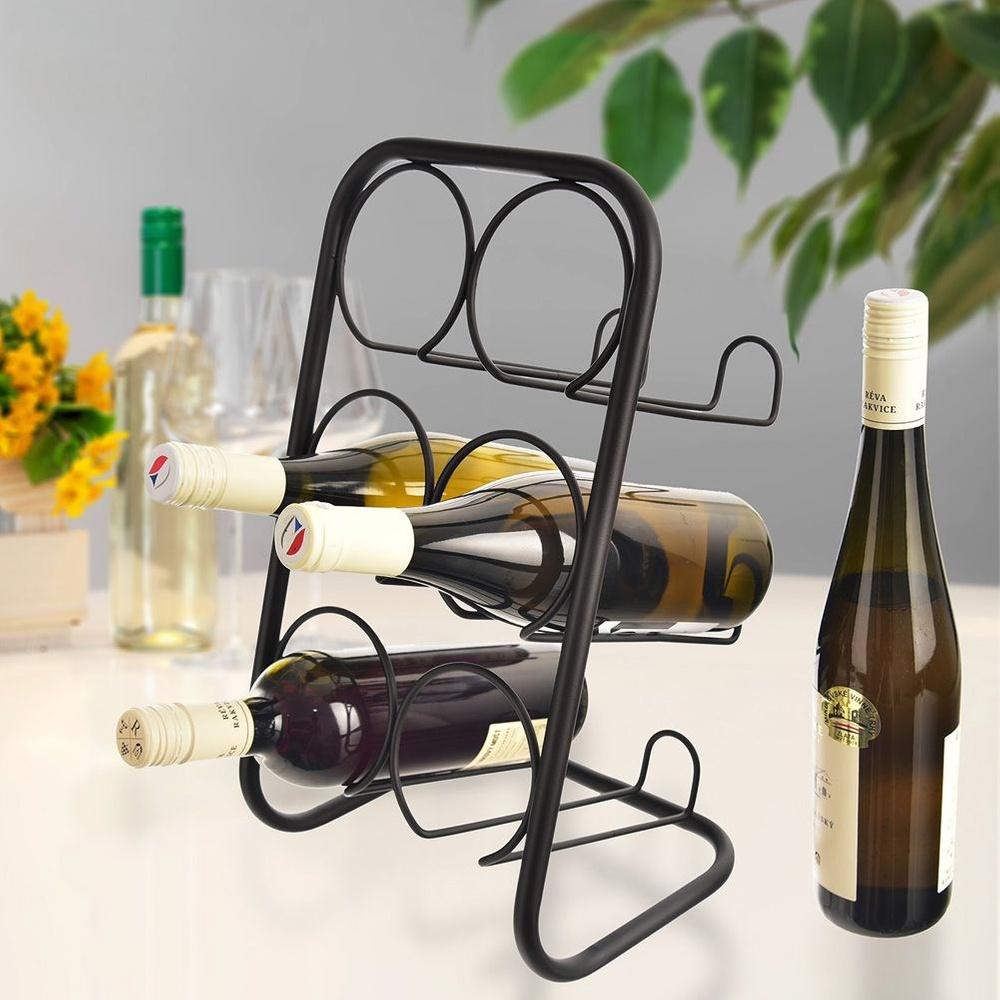 Black Metal Wine Rack for 6 Bottles 22.5x39 Cm