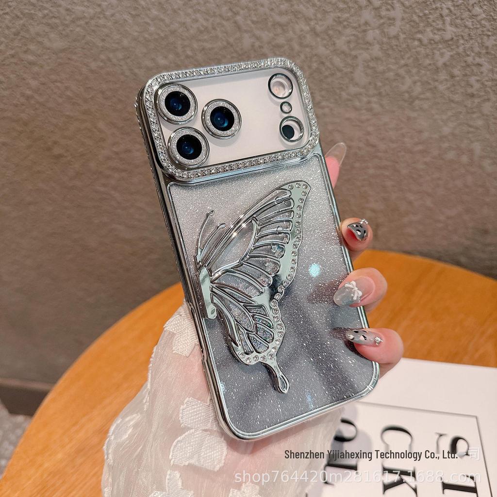 3D Butterfly Rhinestone Stand Case for iPhone 17 Pro Max, Apple 16 & 15