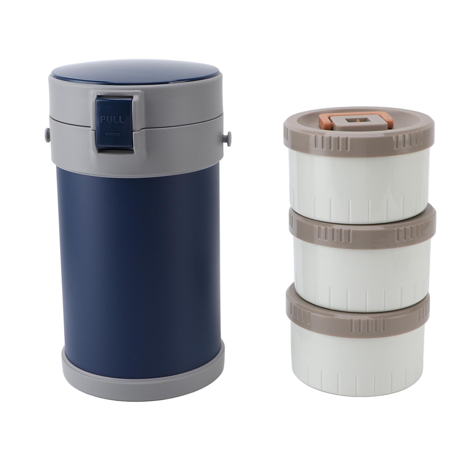 

Insulated Food Jar 2.3L 3 Tier Microwave Safe 304 Stainless Steel Thermal Lunch Box with Shoulder Strap for School