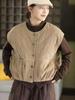 2025 Autumn/Winter Quilted Cotton Round Neck Vest - Artistic Retro Outerwear