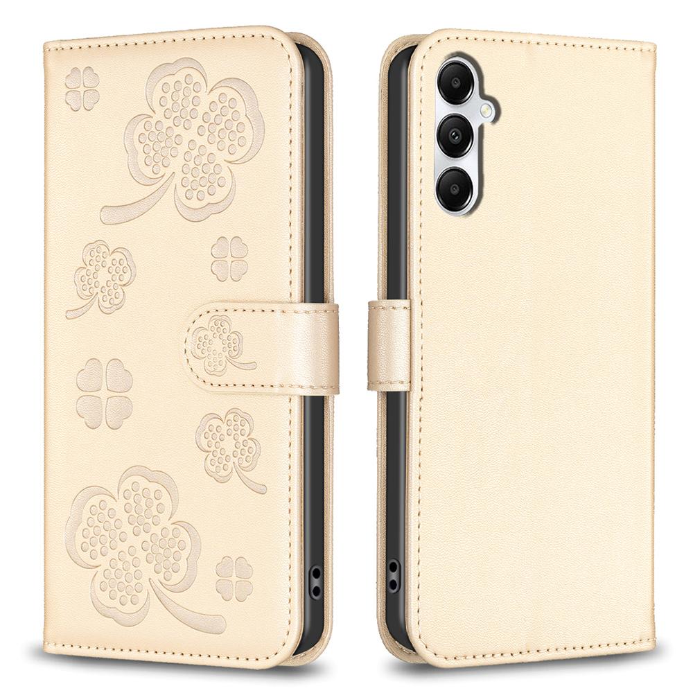 

For Samsung Galaxy A35 5G Leather Case Clover Imprinted Phone Wallet Cover Gold