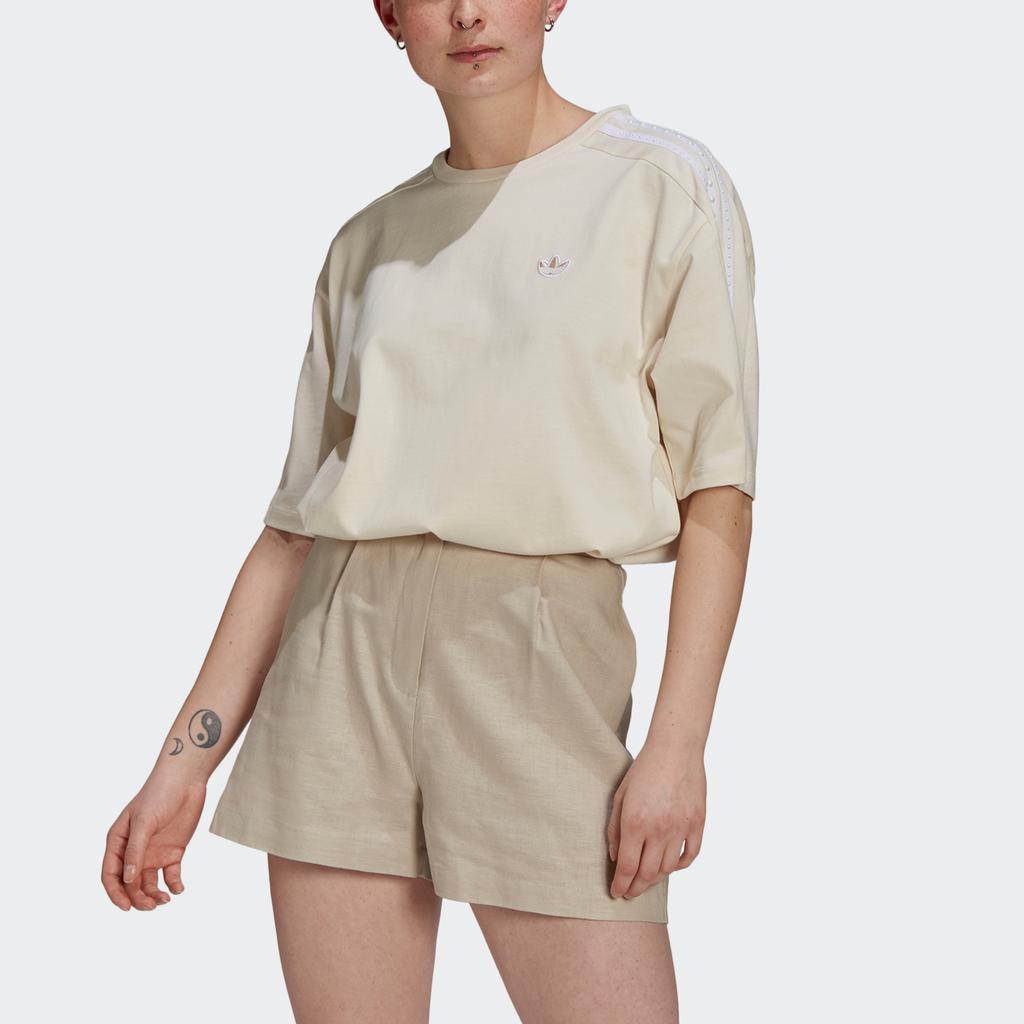 adidas Originals Loose T-Shirt Sports Round Neck Short Sleeve Women Tops Off-White GM5380