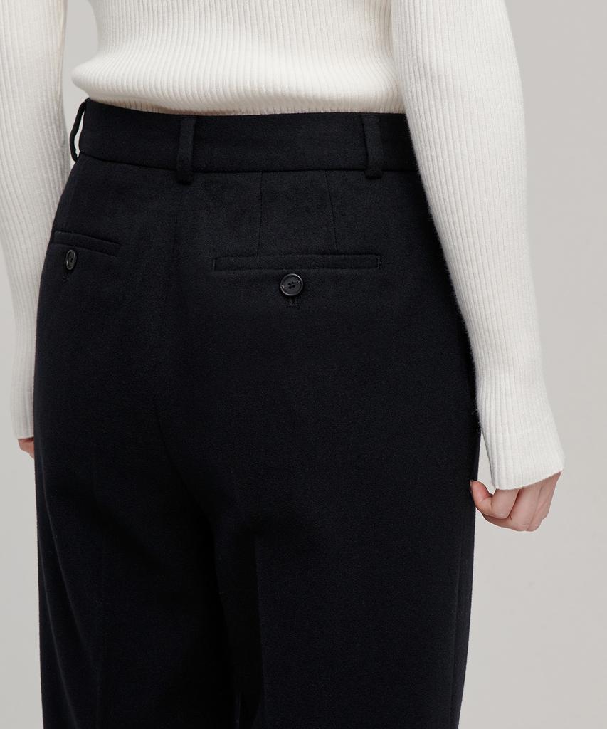 MUSINSA STANDARD WOMAN Women'S Wool Flannel Loose Tapered Slacks [Black]