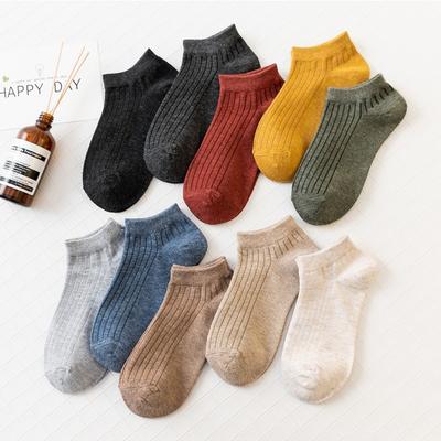Chaussettes Bateau en Coton Respirant de Couleur Unie pour Femmes, Été Nouveau Style