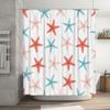 Modern Bathroom Decor: Pink Blue Starfish Shower Curtain For Bathtub Or Sink Area Water Repellent Fabric With Hook Rings Availab