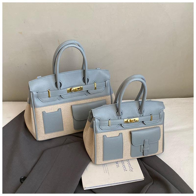 Fashion contrasting color large-capacity bag New commuter versatile messenger bag High-end women's portable platinum bag