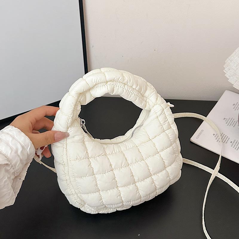 

Women s Lightweight Cloud Bubble Crossbody Bag - Luxury Grid, Exquisite Dumpling Design белый