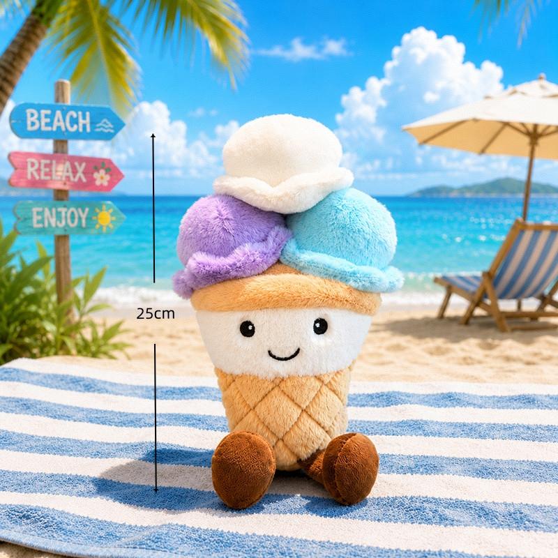25cm Cartoon Leuke Drie-Schep IJspasta Pluche Pop Kawaii Hoorn Pluche Speelgoed Creatieve Woondecoratie Kerstcadeau Voor Kinderen