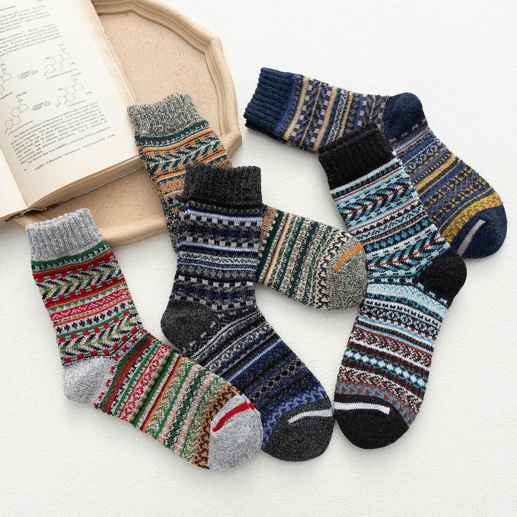 Pack Womens Socks Vintage Winter Soft Warm Cold Knit Wool Socks