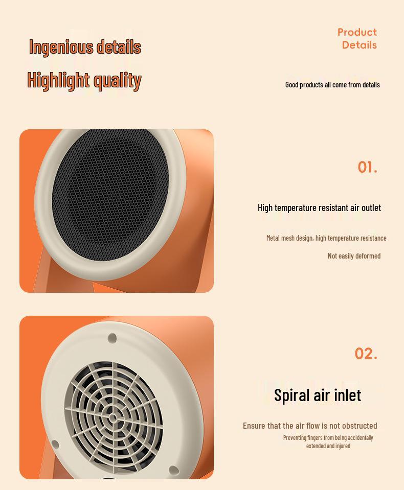 Compact Energy-Saving Electric Desktop Heater for Office & Home