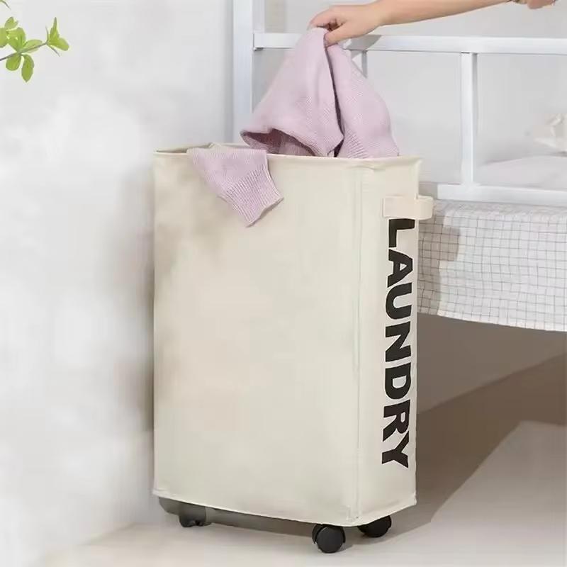 1pc 22" Rolling Slim Laundry BasketWithStandFoldable Waterproof Sorter AndOrganizerOn Wheels Tall Thin DirtyLaundryHamper Basket