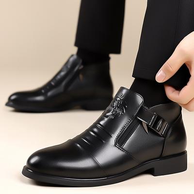 Winter Men's Luxury Chelsea Boots Business Leisure Men Low-top Leather Shoes British Style Pointed -toe Non Slip Zip Ankle Boots