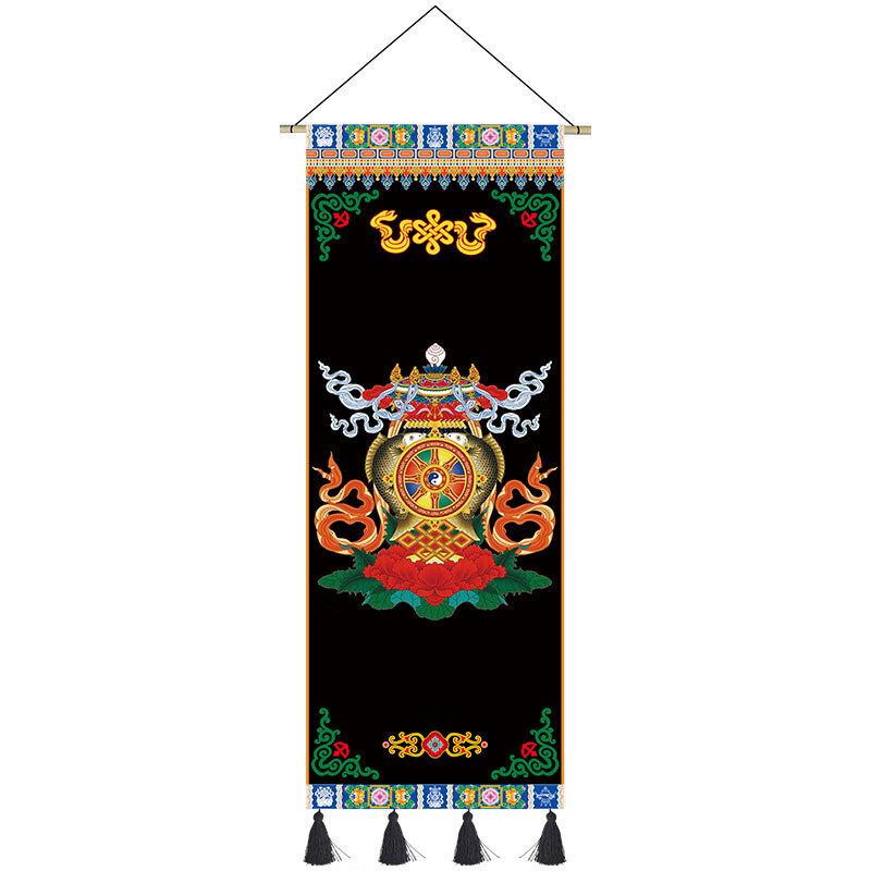 Tibetischer Glücksbringer-Wandbehang aus ethnischem Stoff