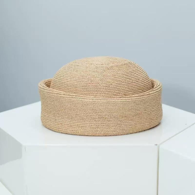 2026 New Summer Fashion Women's Natural Wheat Straw Sun Hats Hand Woven Circle Concave Top Berets Church Derby Party Beach Hats