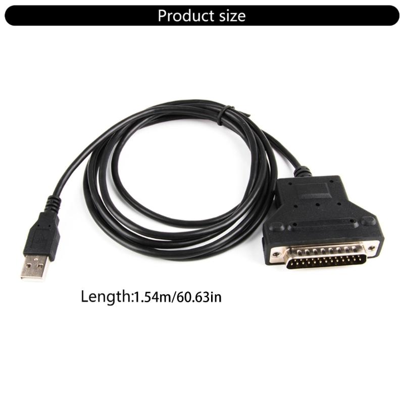 USB to DB25 25Pin Serial Printer Cable RS232 Cord for Data Transfer Supports Multiple Operating Systems 180cm Length