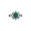 Bague de Mariage Rétro Luxe Léger Incrustée Zircon Carré Vert Grand-mère Tempérament Haut de Gamme Femme