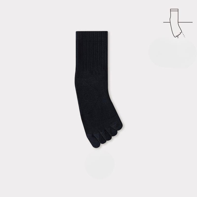 Five Fingers Socks Men's Autumn New Solid Colour Men's Cotton Antibacterial Anti-odour Anti-pilling Breathable Sweat Casual Mid-calf Men's Socks