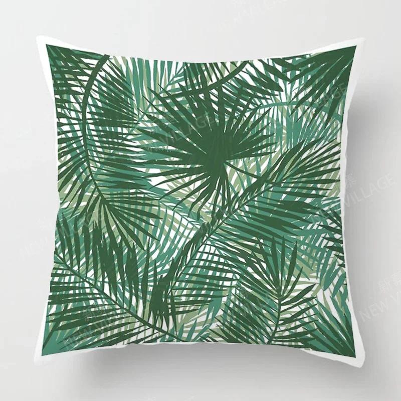 Nordic Fall Home Decor Autumn Throw Pillow Case Sofa Cushion Cover Modern 45X45Cm 45*45 50X50 60X60Cm 40*40Cm Leaf Plant Green