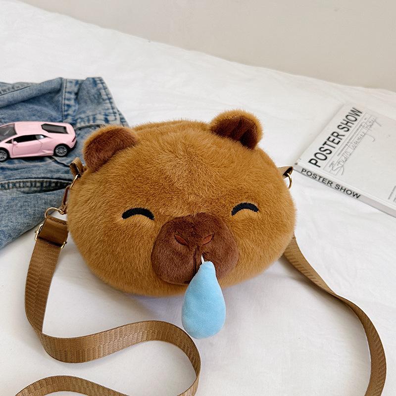 

Kawaii Capybara Plush Crossbody Bag Cute Cartoon Animal Shoulder Bag Creative Large Capacity Plush Bag For Girls Gift