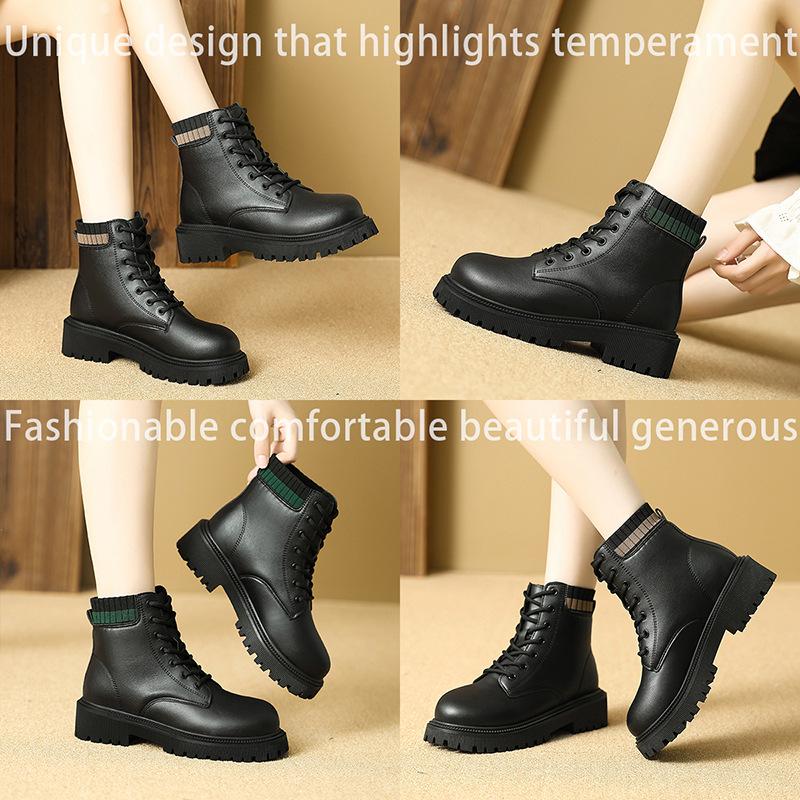 Martin boots women's winter new retro front lace-up round head short boots thick-soled British style short boots women