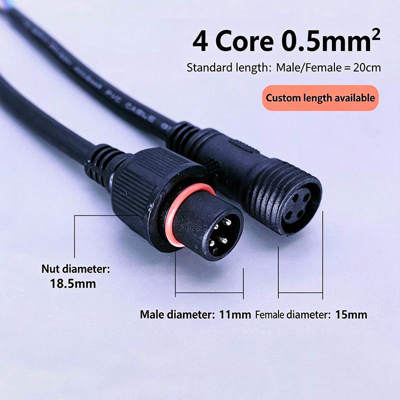 M12 IP67 Waterproof Cable Connector 2-8 Pin Male Female Plug With PVC Wire For Car Motorcycle LED Light Auto Accessories