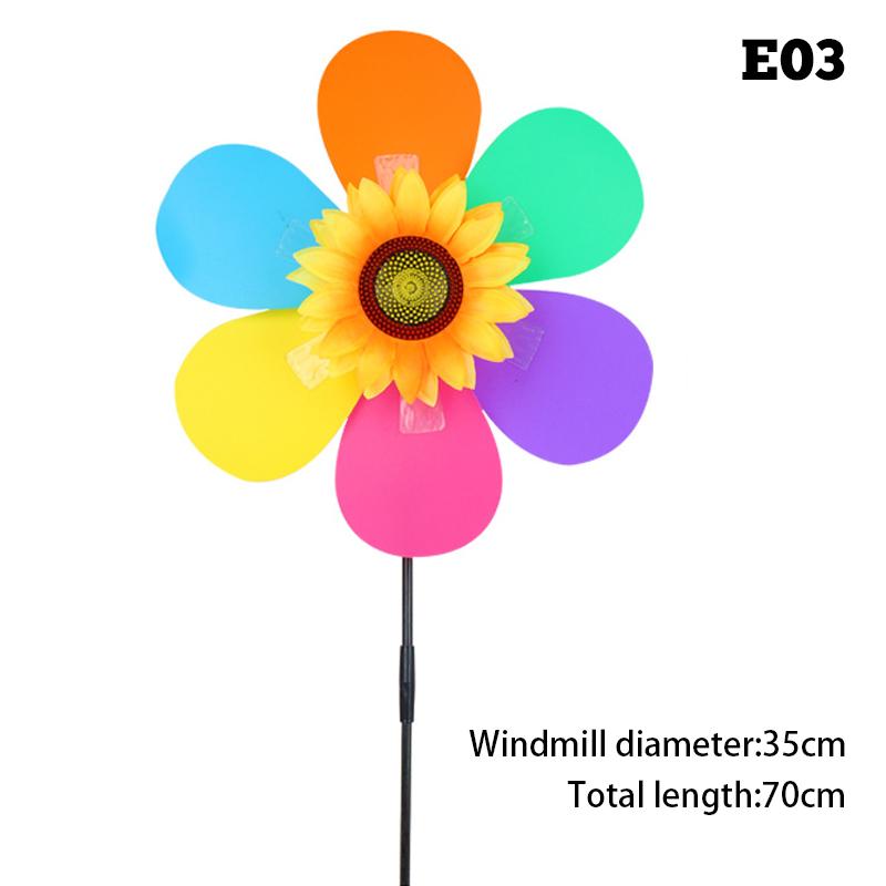 Sunflower Windmill Pinwheel Colourful Sequins Foldable Windmill Carry Camping Picnic Home Garden Decoration Wind Spinner Kid Toy