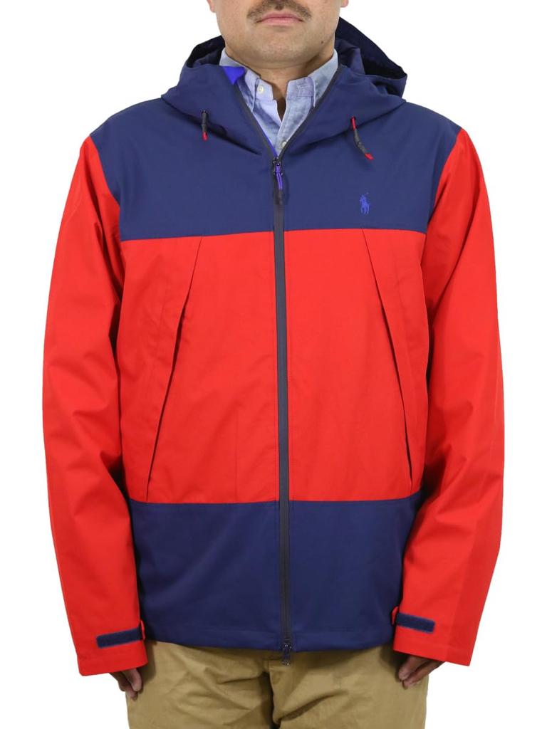 POLO RALPH LAUREN Performance Shell Size Men's Jacket/Windbreaker/Hoodie, M, RED/NAVY (Product Code 01010111)