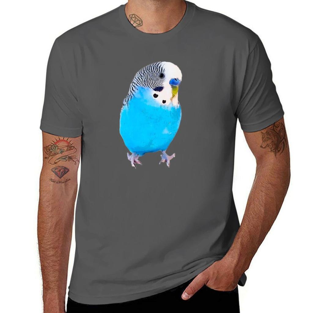Budgie Blue Cute Bird Art TShirt Plus Size Comfort Fit Tee