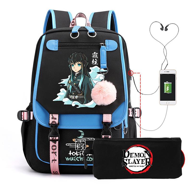 Anime School Bag Tokitou Muichirou Peripheral Backpack Set Student Pencil Bag