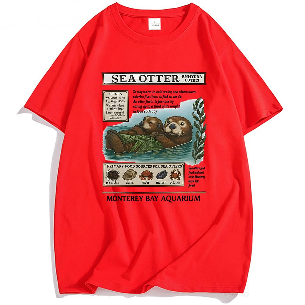 Seeotter Monterey Bay Aquarium T-Shirts Grafikdruck Kleidung Unisex Streetwear Kurzarm Baumwoll T-Shirts Unisex Oberteile