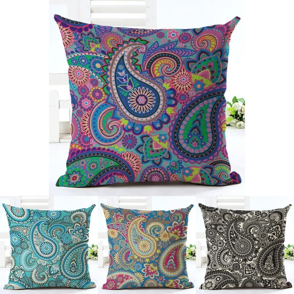 Exquisite Paisley Printed Ethnic Cushion Covers For Vintage Bohemian Sofa Decor