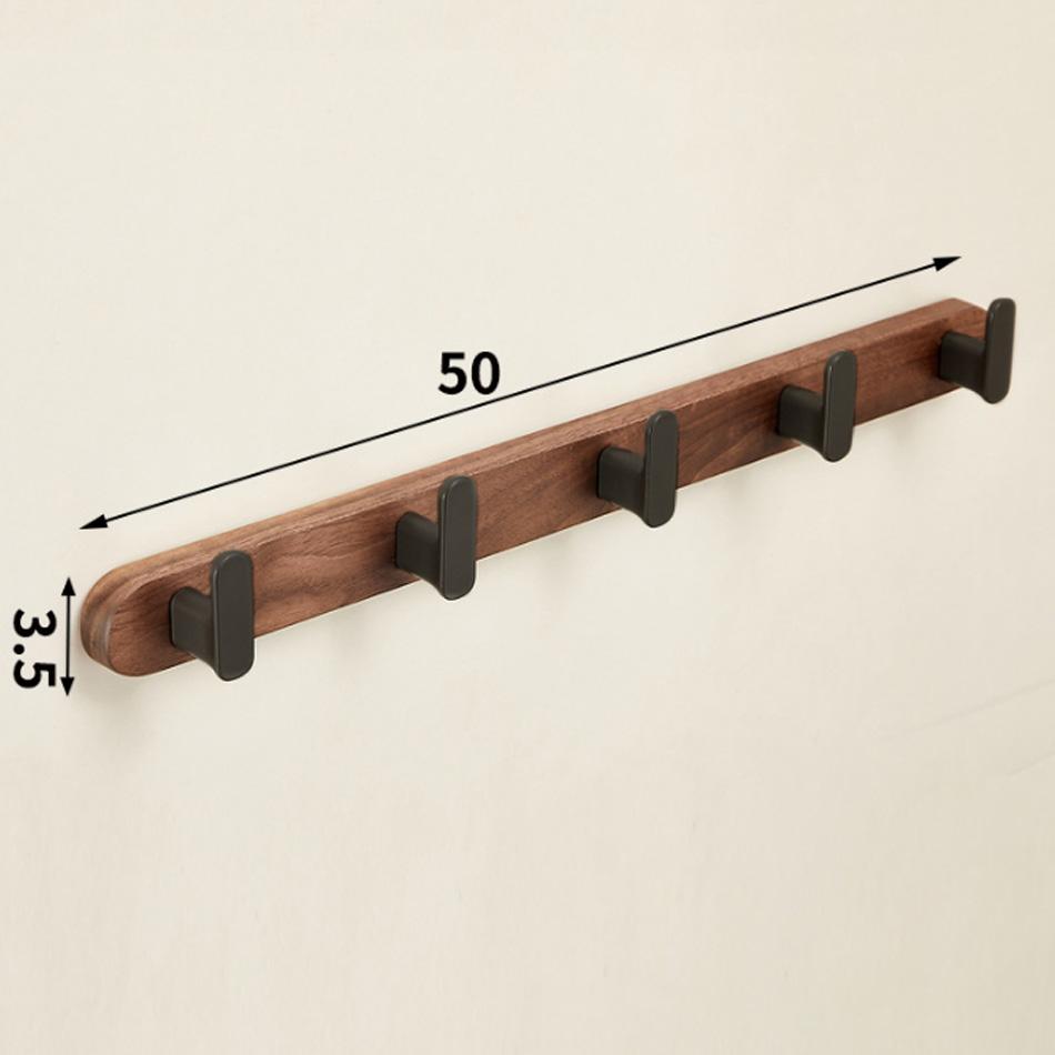 Walnut Wood Wall Hook Black Grey Aluminum Creative 3 4 5 Row Hooks for Bathroom Bedroom Decorative Coat Towel Key Holder Hanging