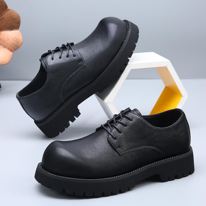 Fashion Derby men's leather shoes high-quality British Minimalist style Office and groom's wedding Black shoes dress Lace up suit